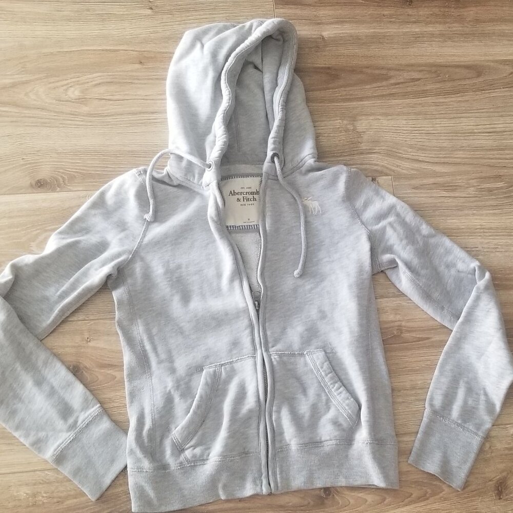 ABERCROMBIE HEATHER GRAY ZIP HOODIE SWEATSHIRT SIZE M